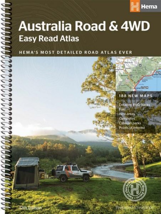 Hema Australia Road and 4WD Easy Read Atlas Edition 12 Spiral Bound