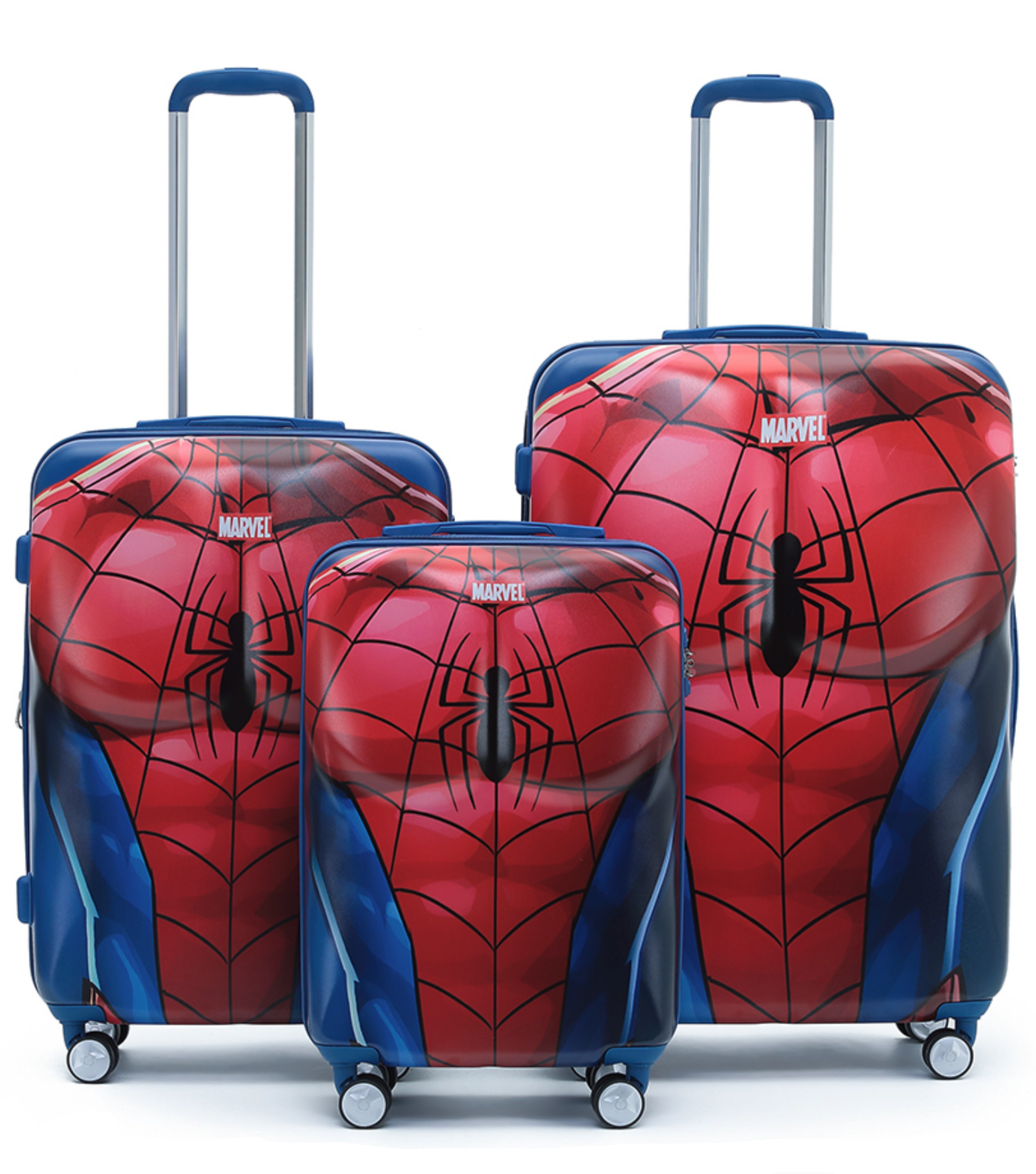 Marvel Spiderman Chest Print 4-Wheel Spinner Case - Set of 3