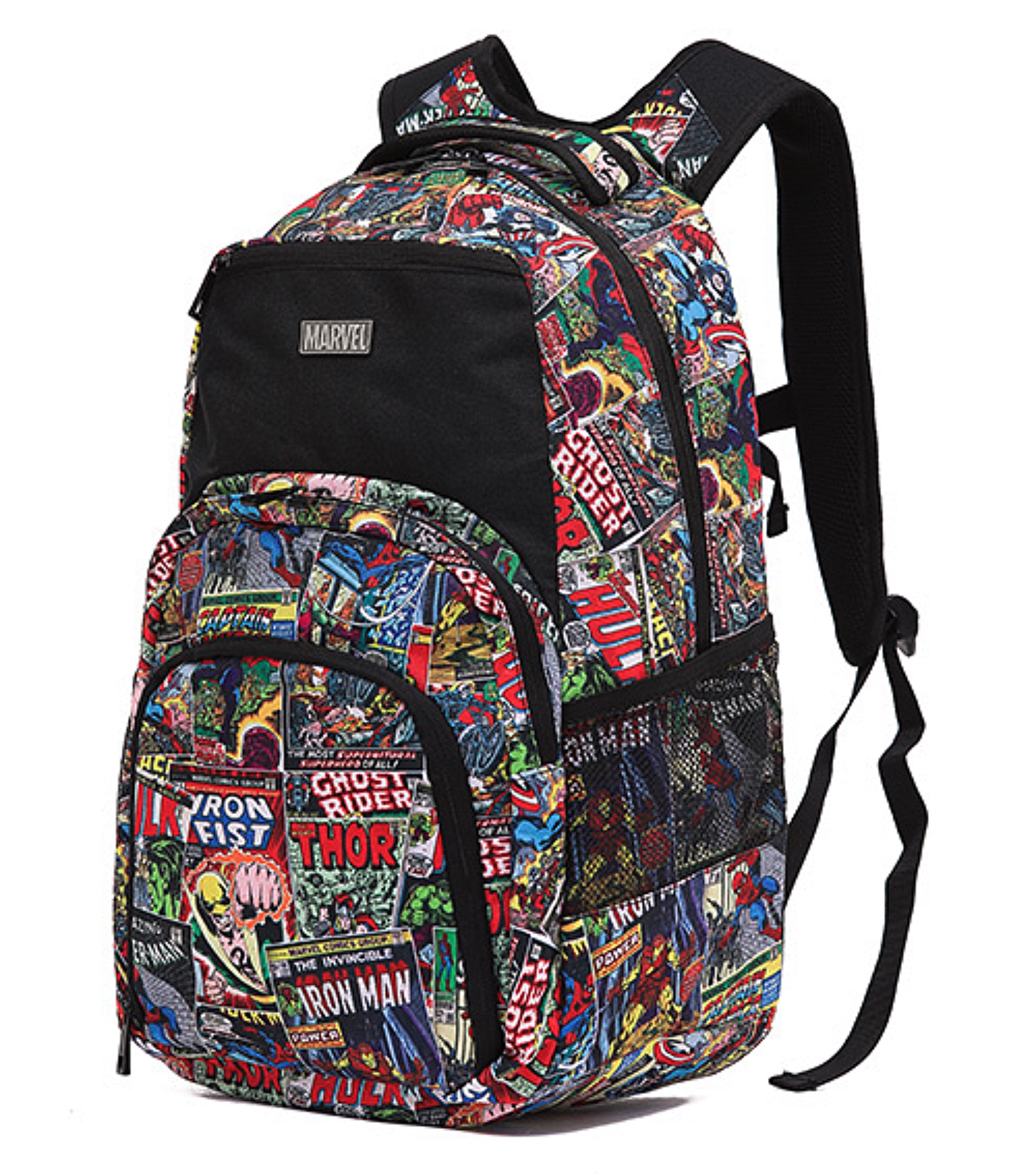 Marvel Comic Print Backpack Black Travel Universe