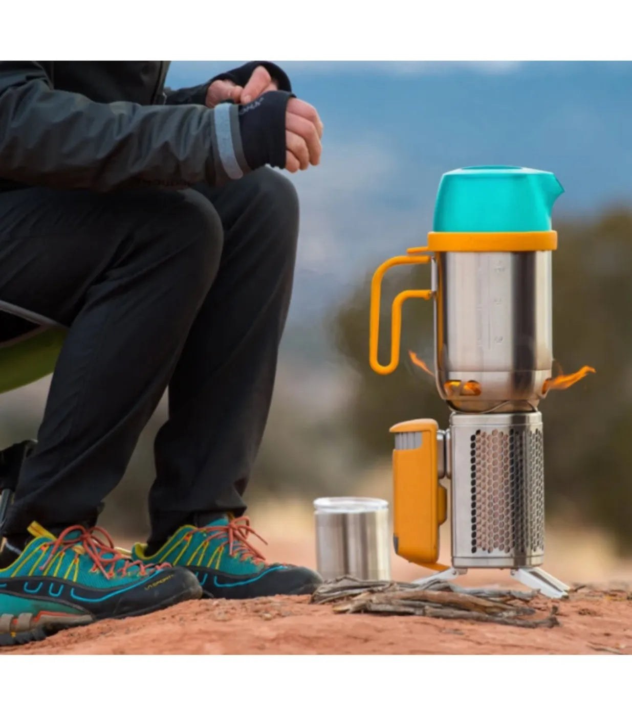 CampStove 2+ works with the BioLite KettlePot and Portable Grill for delicious wood-fired meals