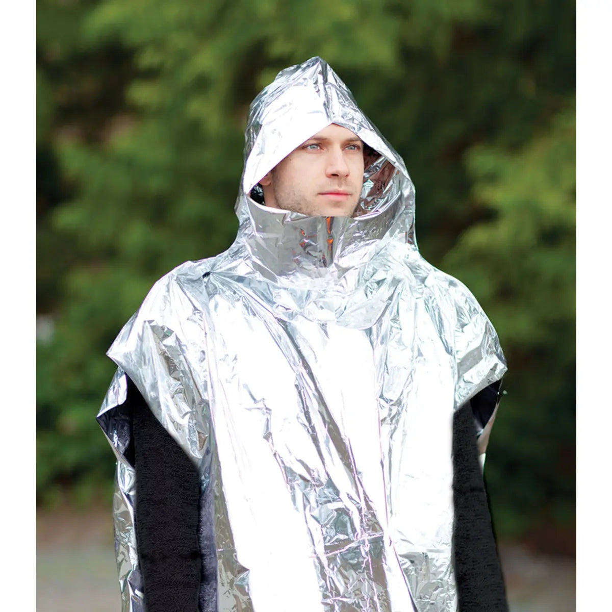 features a hood and reinforced seams