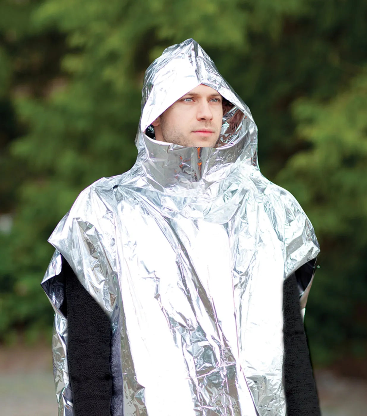 features a hood and reinforced seams