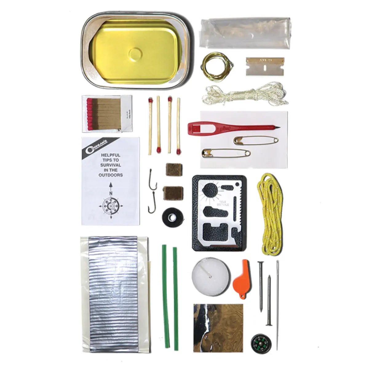 When opened, the can provides a cup, cooking pot and bailer