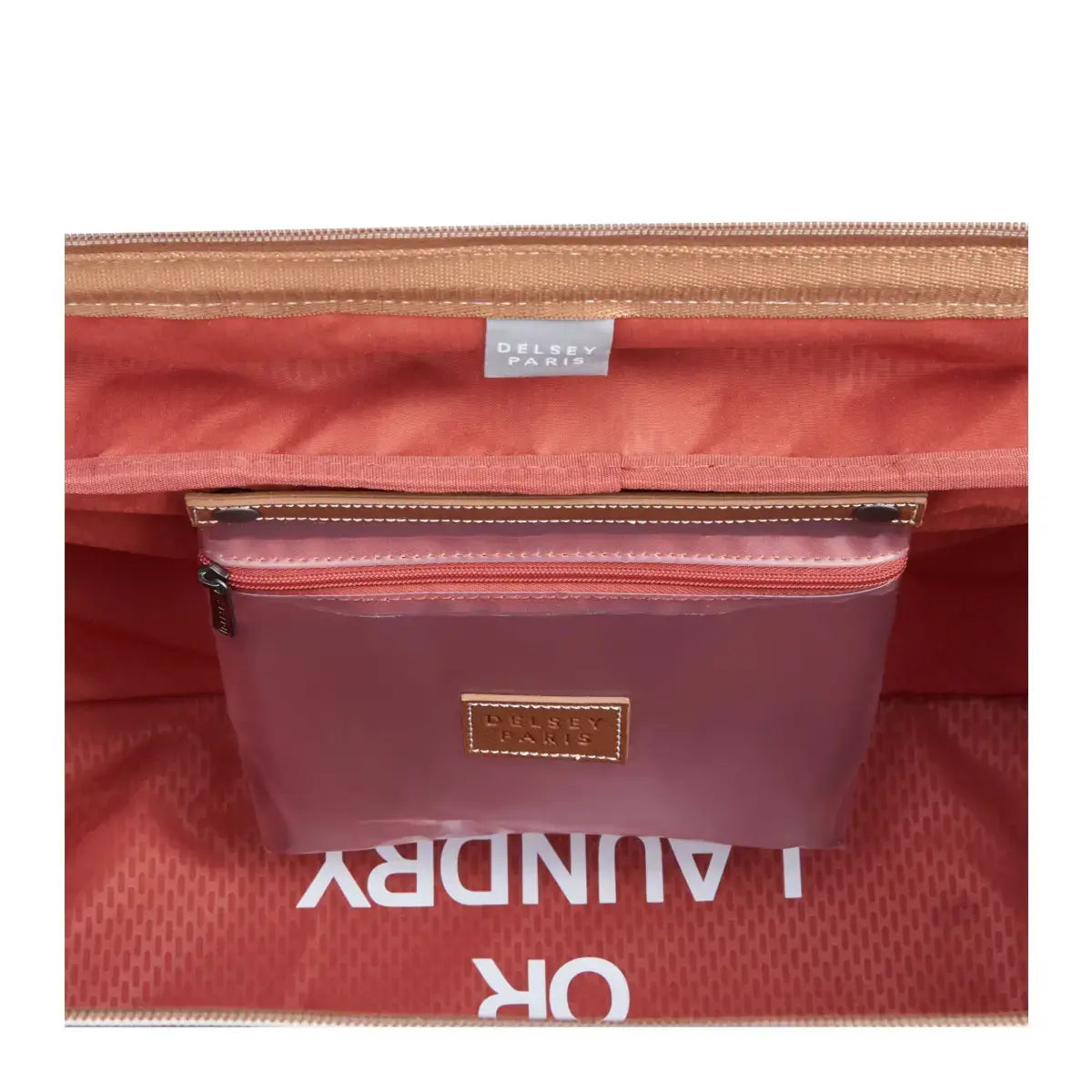 Removable clear pouch for toiletries