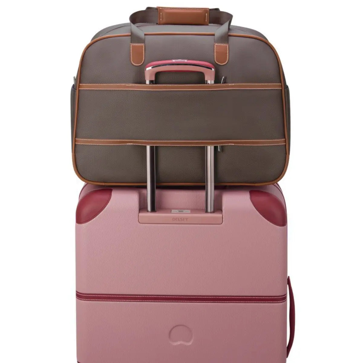 Trolley system compatible allowing the bag to slide over a suitcase handle (sold separately)