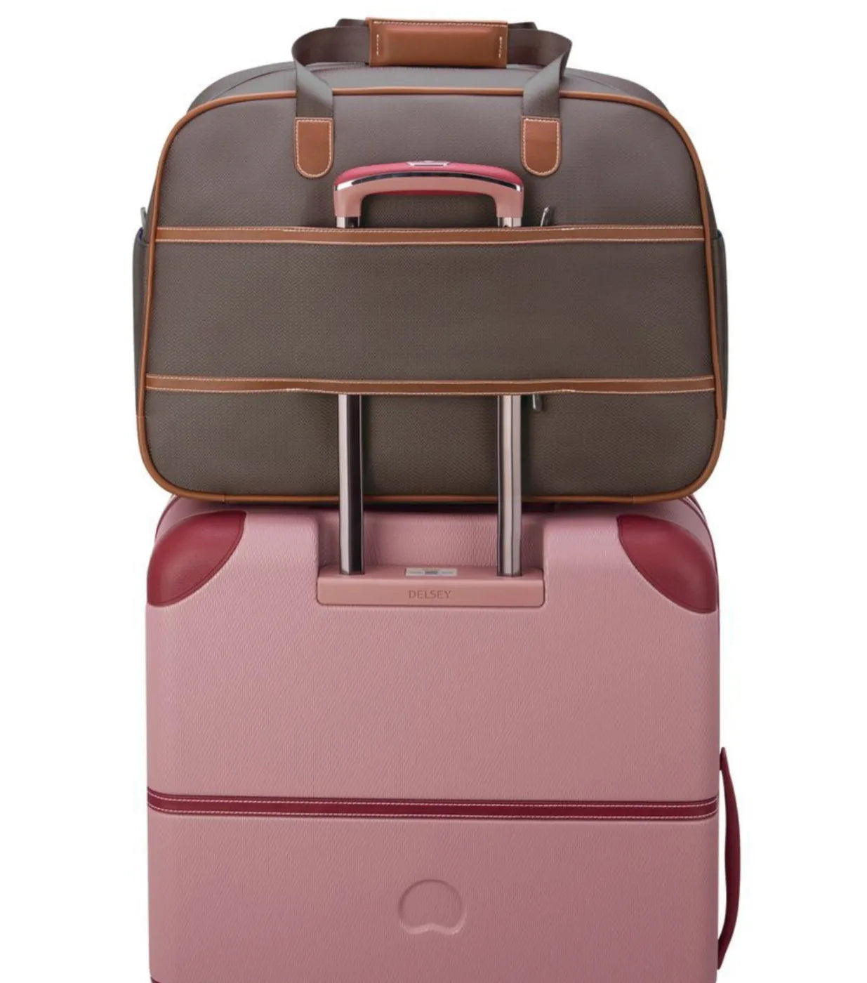 Trolley system compatible allowing the bag to slide over a suitcase handle (sold separately)