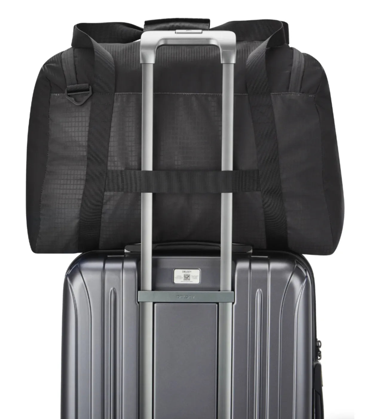 Trolley system compatible allowing the bag to slide over a suitcase handle (sold separately)