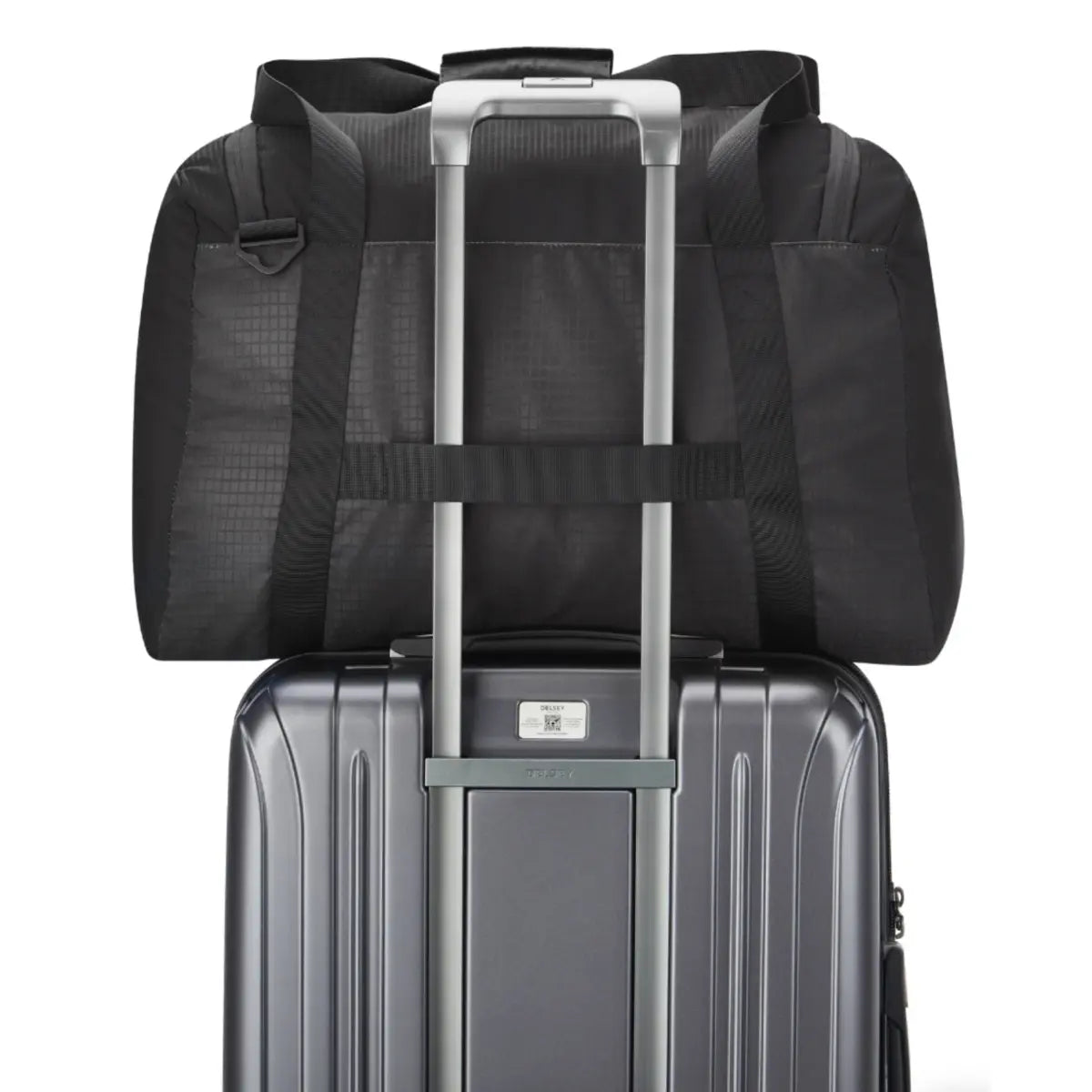 Trolley system compatible allowing the bag to slide over a suitcase handle (sold separately)