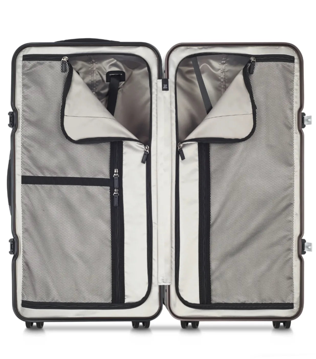 Lined compartment with zippered divider