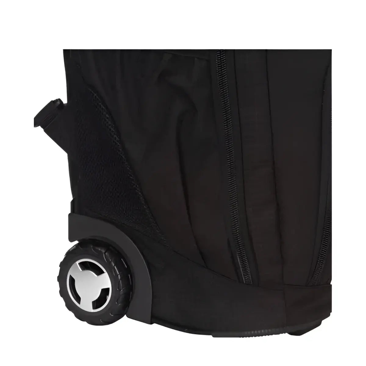 Smooth rolling, corner-mounted wheels