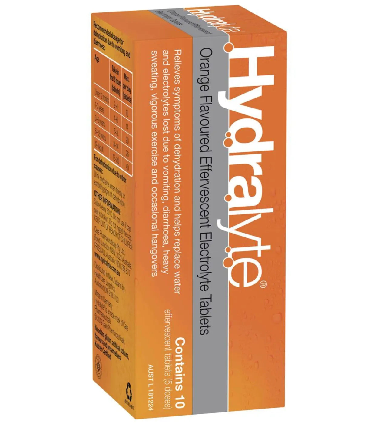 Hydralyte Effervescent Electrolyte Tablets Orange - 10 Pack
