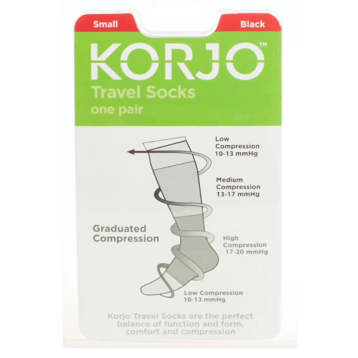 Korjo Compression Travel Socks : Small : Black