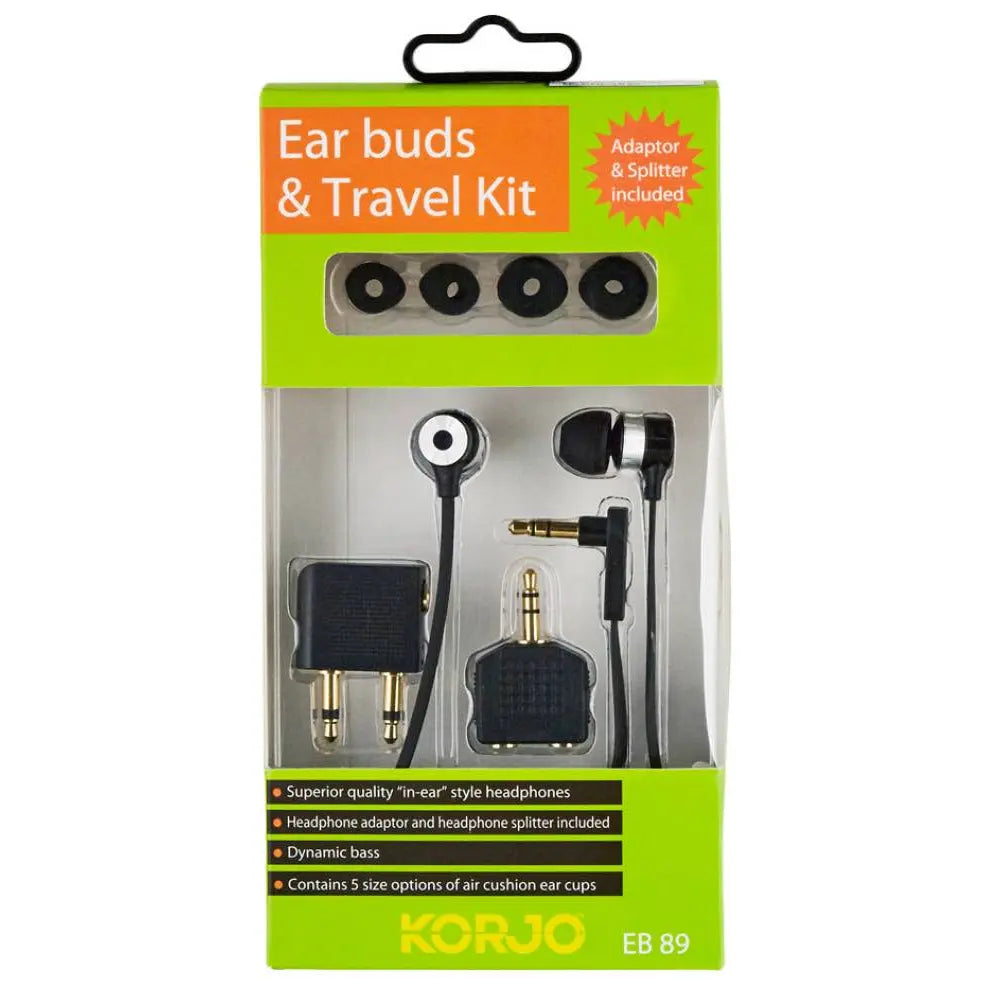 Ear buds, headphone adaptor and headphone splitter