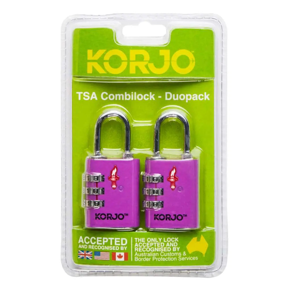 Korjo TSA Combination Lock - Duo Pack (2 Locks) - Purple