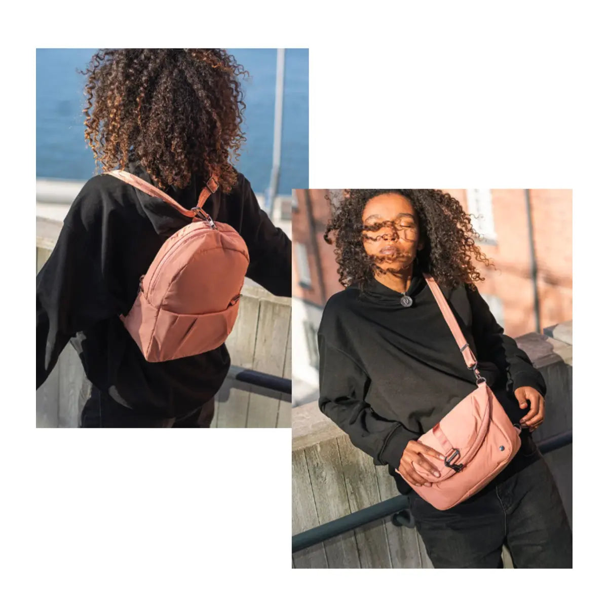 Can be worn as a backpack or folds down into a handbag