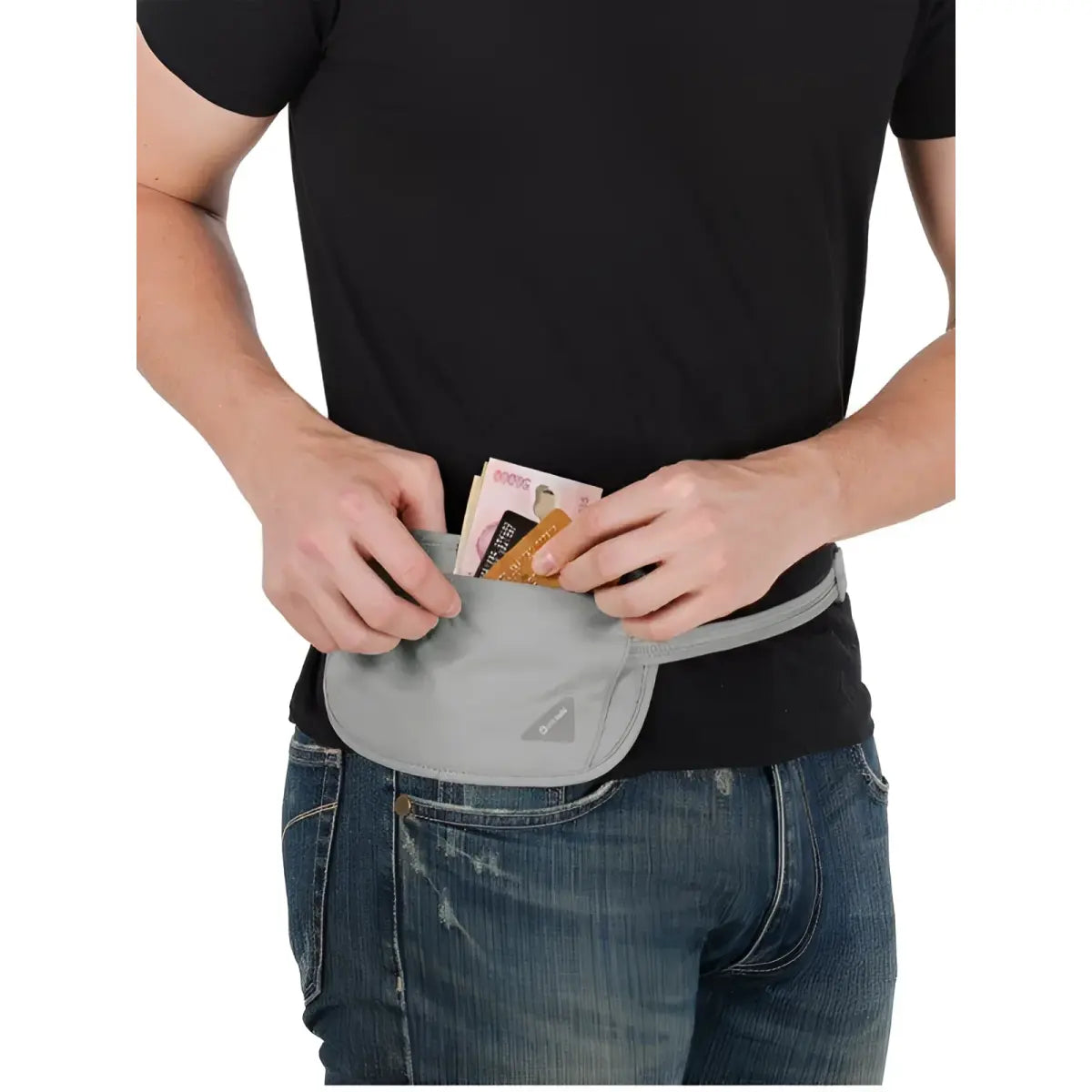 Waist strap with side release buckle (hidden under fabric)