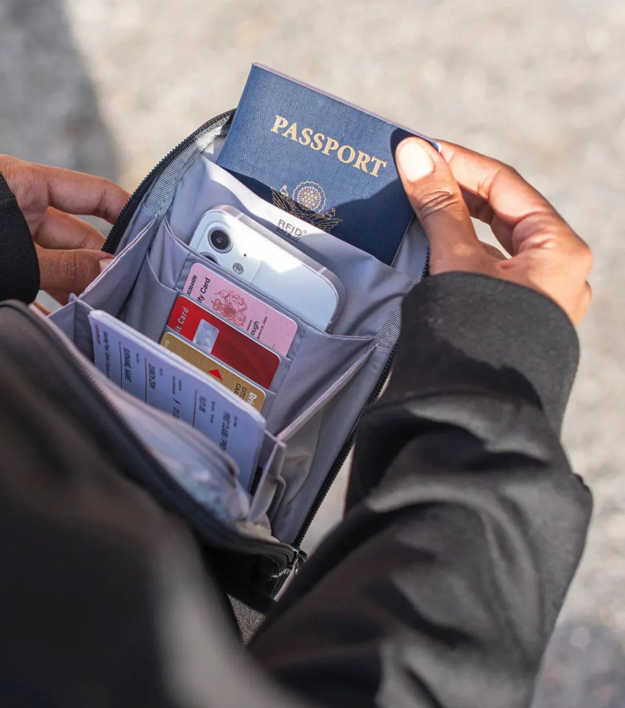 Pacsafe RFIDsafe Tech Crossbody - Stone