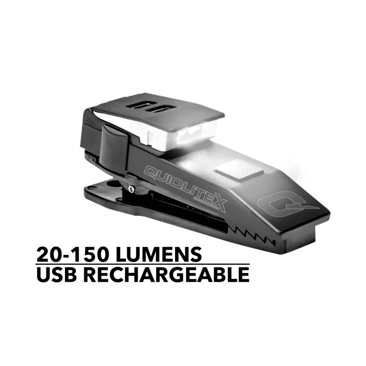 QuiqLiteX USB Rechargeable - Dual White LED Hands-Free Pocket Concealable Flashlight Torch