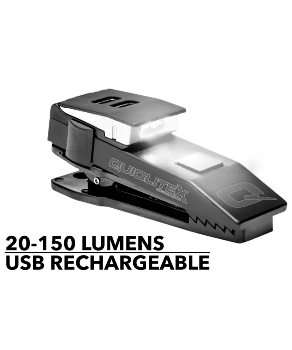 QuiqLiteX USB Rechargeable - Dual White LED Hands-Free Pocket Concealable Flashlight Torch