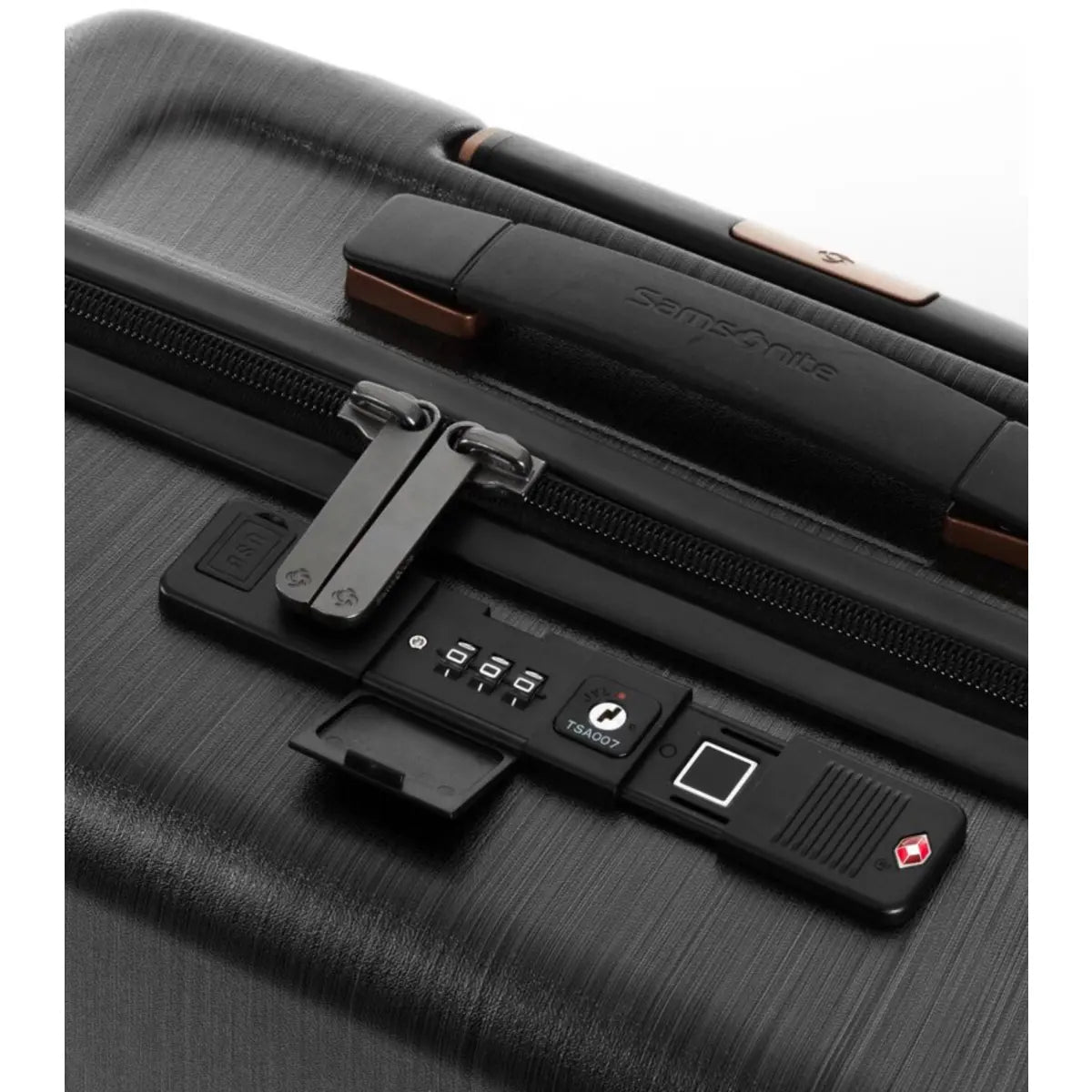 Integrated fingerprint-activated TSA lock