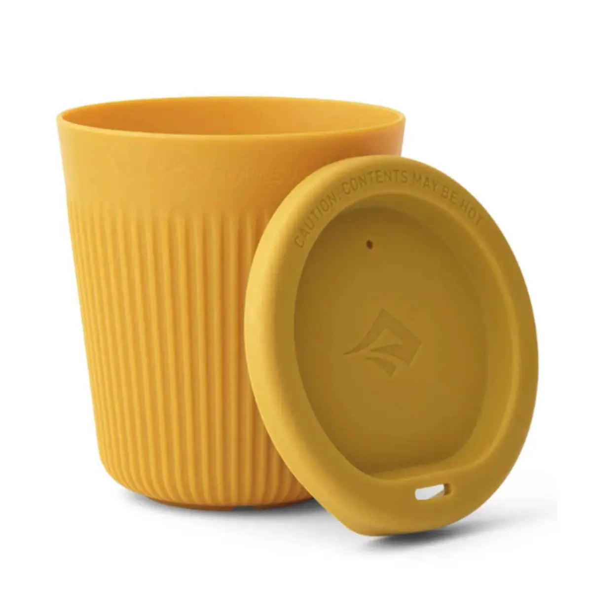 Silicone sipping lid conveniently folds inside the cup to save space