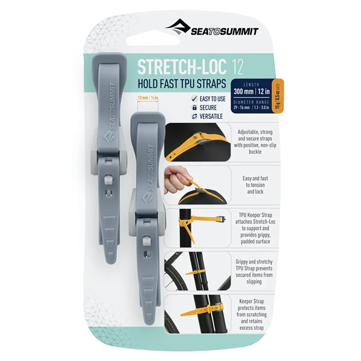 Adjustable, strong and secure straps with positive, non-slip buckle