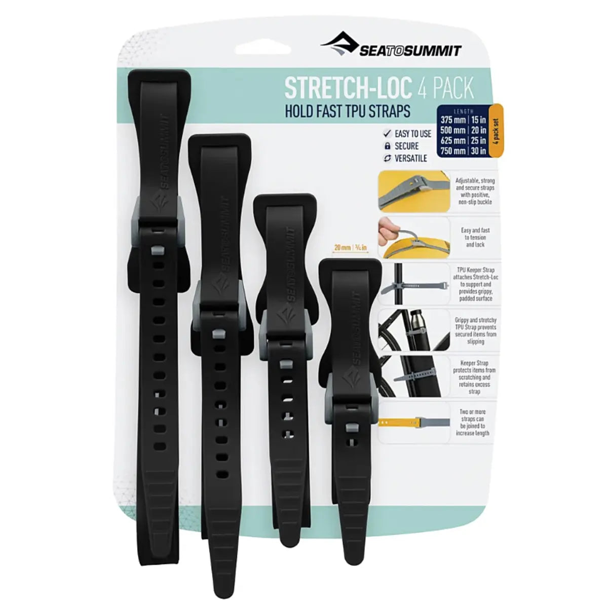 Adjustable, strong and secure straps with positive, non-slip buckle