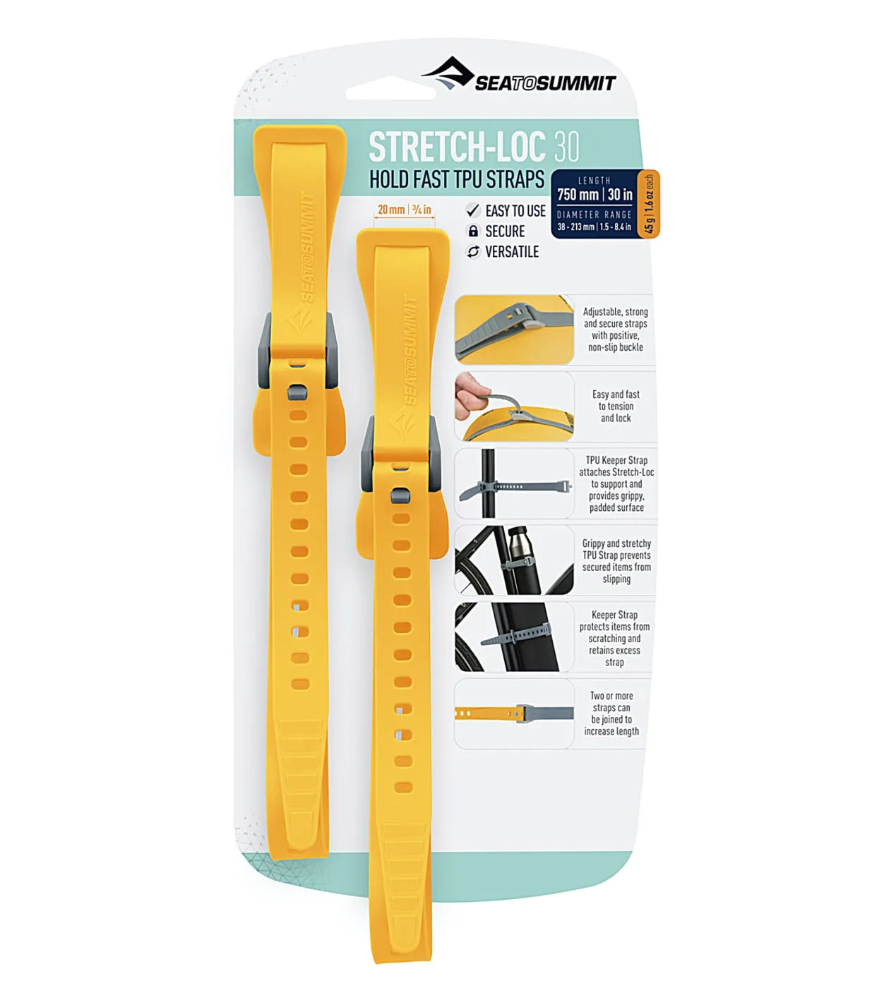 Two or more straps can be joined to increase length