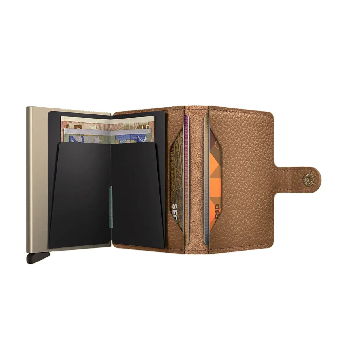 Includes two interior pockets for holding cards, notes, receipts, business cards and some coins