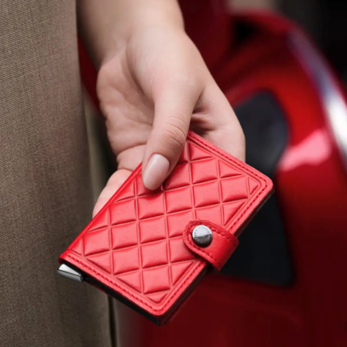Secrid Premium+ Miniwallet Compact RFID Wallet - Emboss Diamond Red+