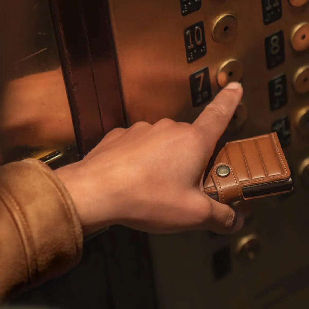 Secrid Premium+ Miniwallet Compact RFID Wallet - Emboss Lines Cognac+