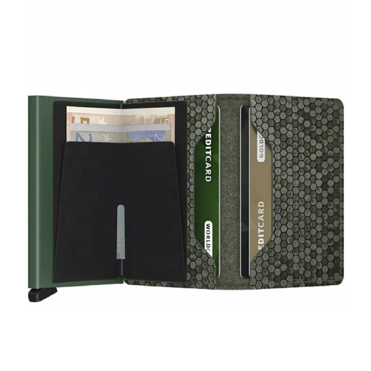 Includes interior pockets for holding 6 extra cards, notes, receipts, business cards