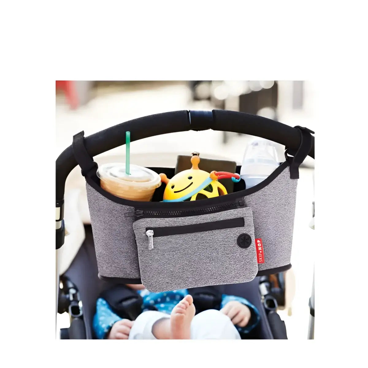 Adjustable velcro straps fit most strollers