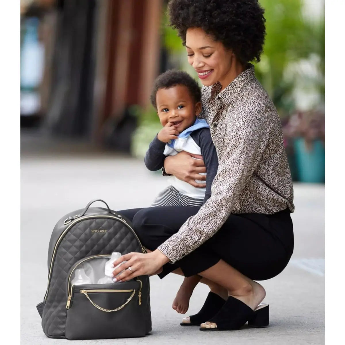 Skip Hop Linx Quilted Nappy Backpack - Black