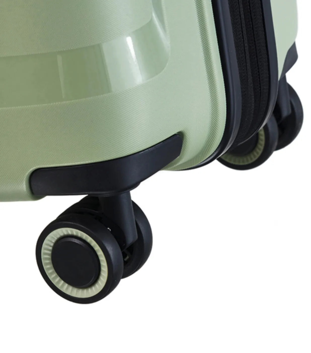 Mint green tosca comet 67 cm hardside medium suitcase with easy grip handles and black wheels in sage color