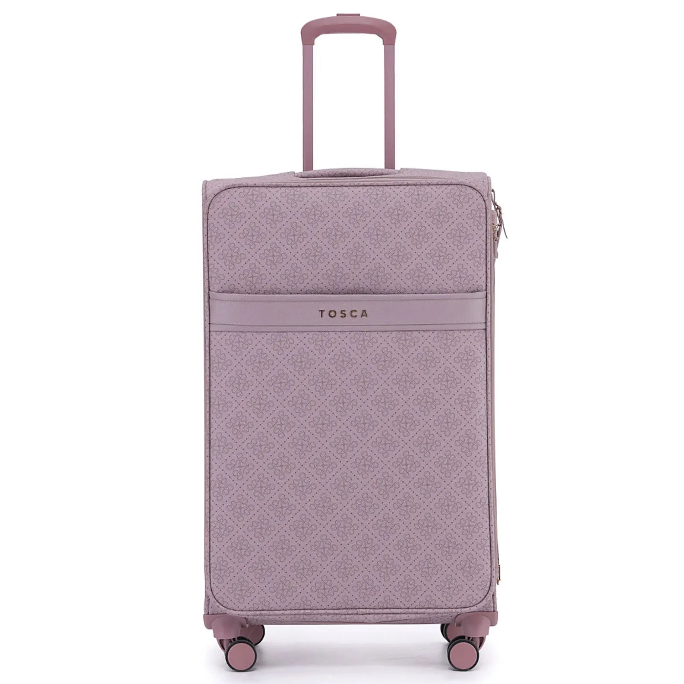 Lavender tosca willow 77 cm 4-wheel expandable suitcase with quilted surface and extra packing space in misty rose