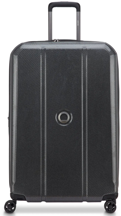 Delsey Helium Ultimate 76 cm 4-Wheel Expandable Suitcase - Anthracite shown to scale