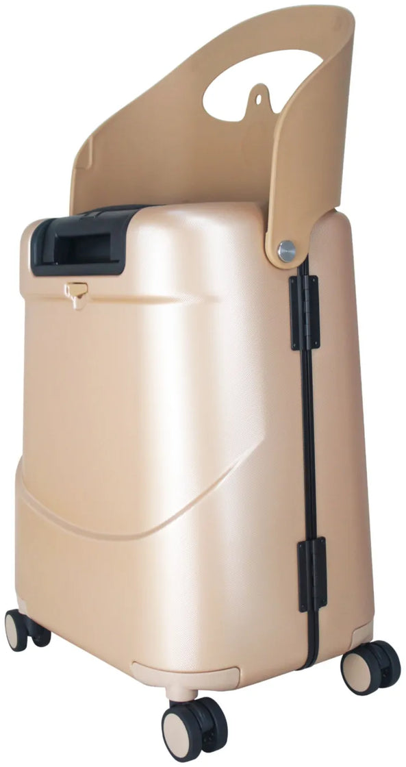 MiaMily 51 cm Ride-On Carry-on Suitcase - Champagne Gold, shown to scale