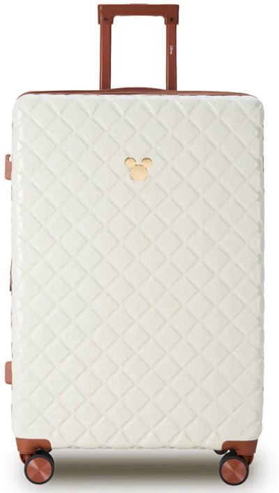 Disney Mickey 76 cm 4-Wheel Spinner Suitcase - Ivory / Tan shown to scale