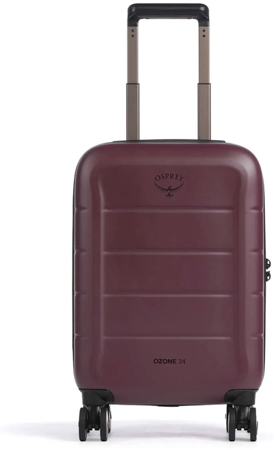 Osprey Ozone 34 - 55 cm 4-Wheel Carry-on Luggage - Moody Burgundy shown to scale