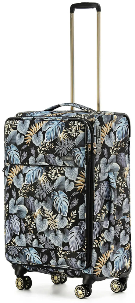 Tosca So Lite 67 cm 4-Wheel Expandable Suitcase, in golden palm packshot standing upright on white