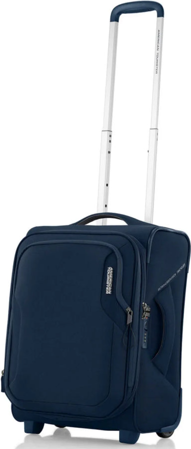 American Tourister Applite 5 - 50 cm Upright Carry-On Suitcase - Navy front view for size comparison