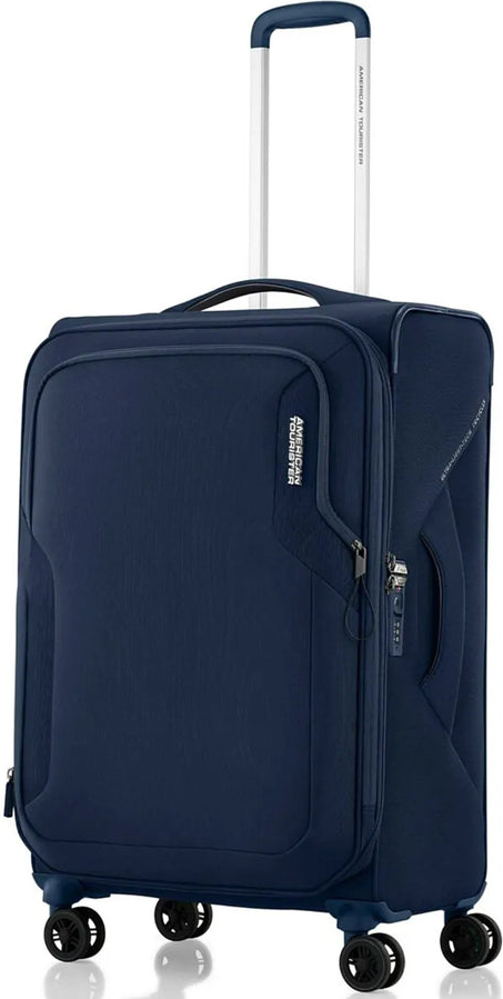 American Tourister Applite 5 - 72 cm Expandable Spinner Suitcase - Navy front view for size comparison