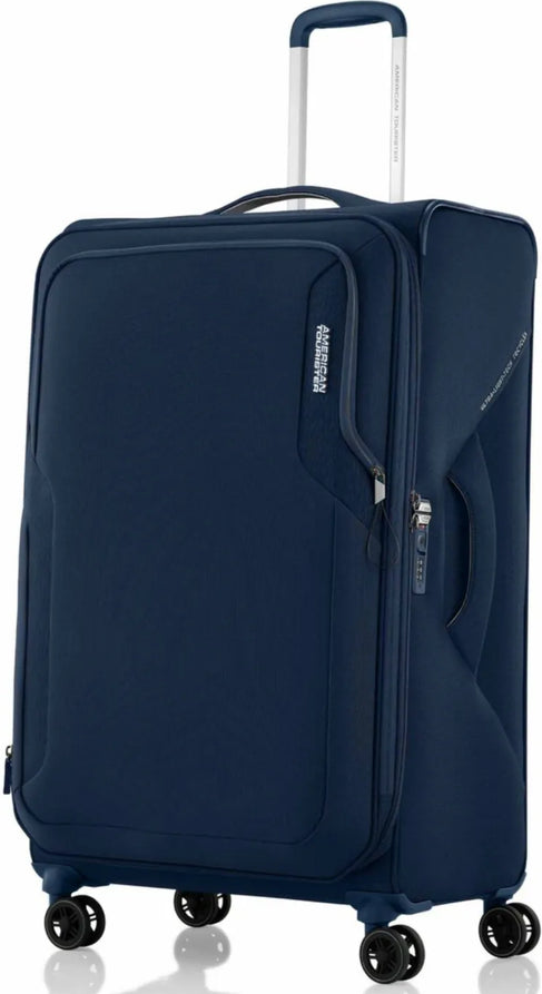 American Tourister Applite 5 - 82 cm Expandable Spinner Suitcase - Navy front view for size comparison