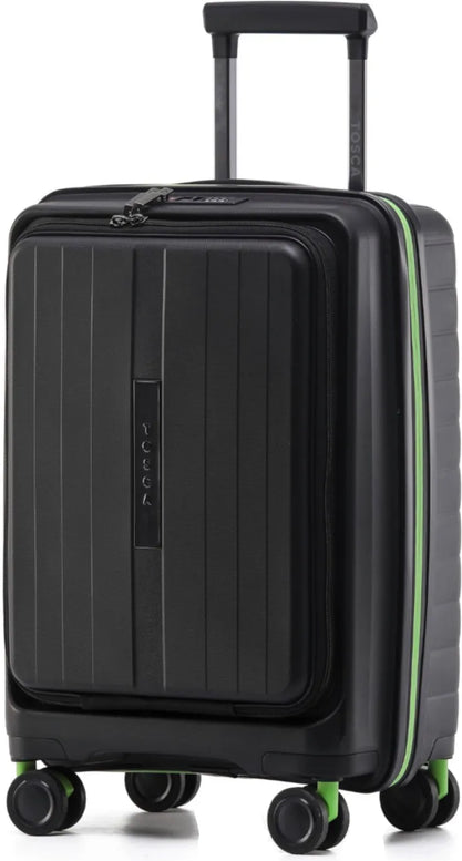 Tosca Cruiser 53 cm Front Opening 4-Wheel Expandable Carry-on Suitcase - Black / Lime front view for size comparison