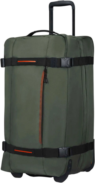 American Tourister Urban Track Medium Wheeled Duffle - Dark Khaki front view for size comparison