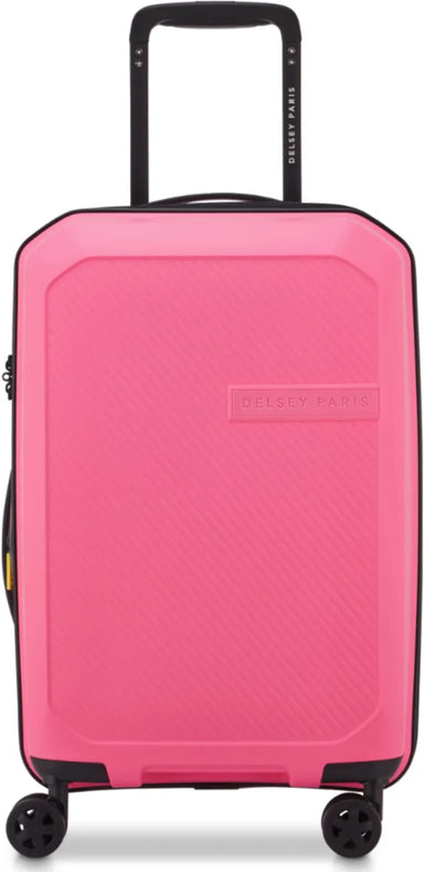 Delsey Anvers 55 cm 4 Wheel Expandable Carry-on Suitcase - Pink front view for size comparison