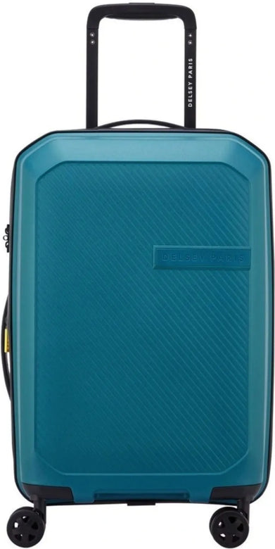 Delsey Anvers 55 cm 4 Wheel Expandable Carry-on Suitcase - Teal front view for size comparison