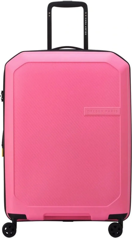 Delsey Anvers 65.5 cm 4 Wheel Expandable Suitcase - Pink front view for size comparison
