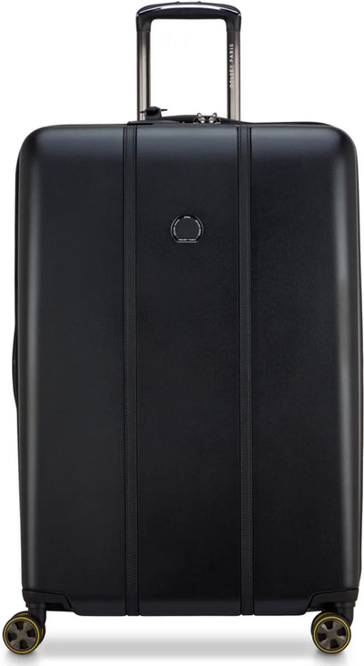 Delsey Cadence 76 cm 4-Wheel Expandable Suitcase - Deep Black shown to scale